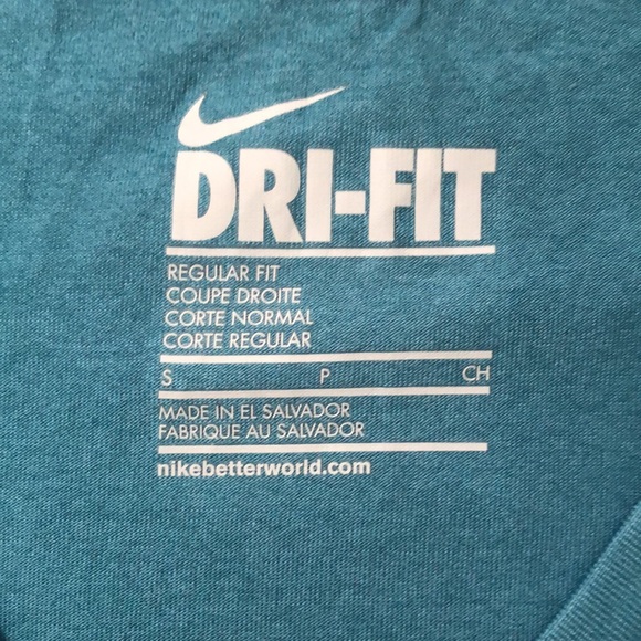 Nike Dri-Fit T-Shirt Blue green Size Small V neck - Picture 1 of 4